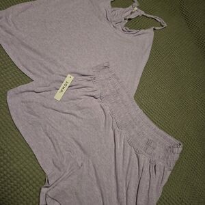 Soma Lavender Pajama Tank & Shirred Waist Shorts Set M
